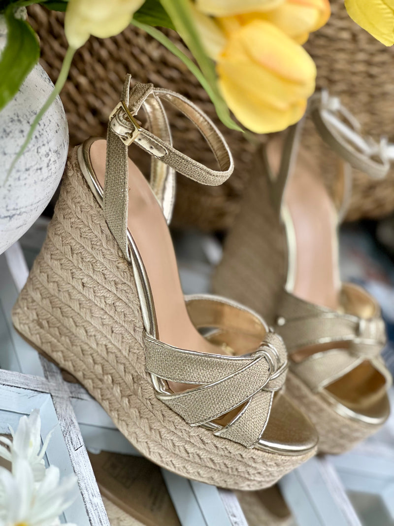 Skyrise Knot Platform Espadrille Wedges