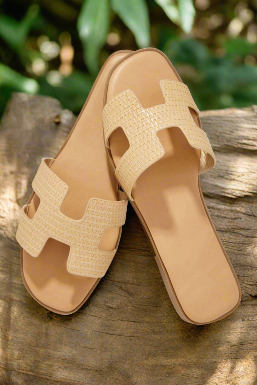 Mia Slip On Raffia Sandals