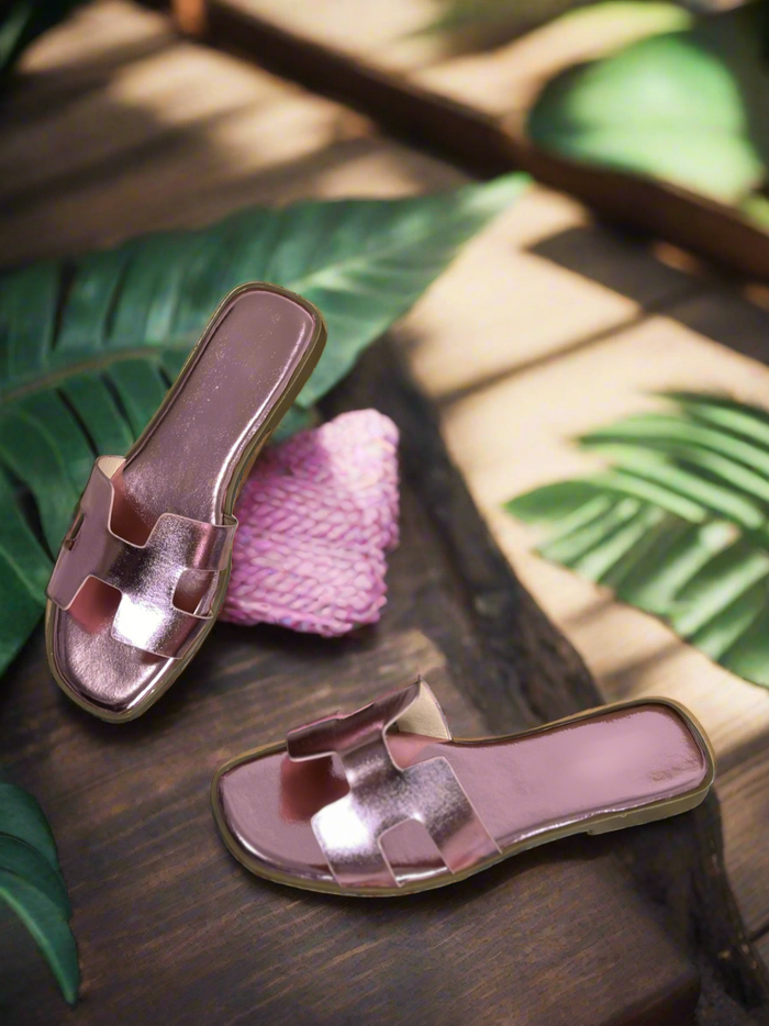 Metallic Pink Lissa Slip On Sandals