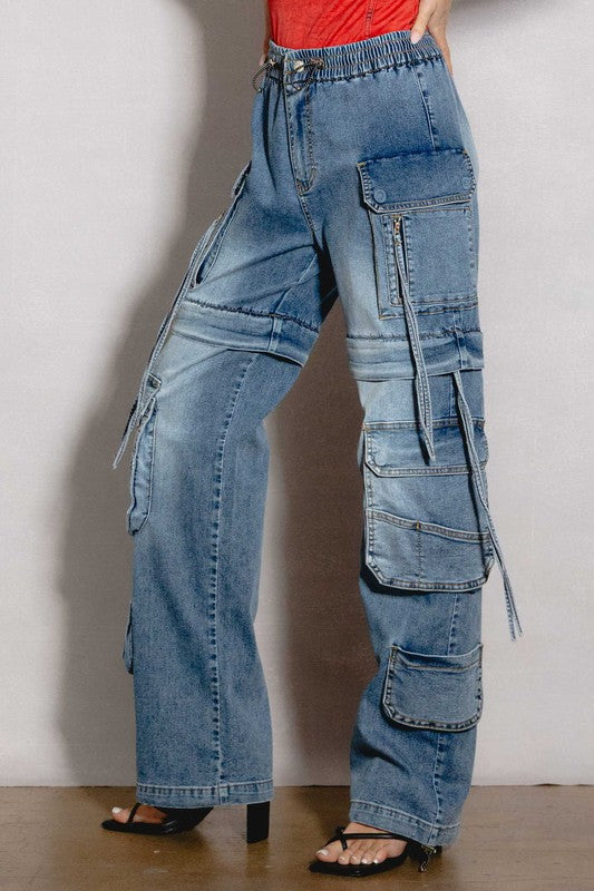 Wide-Leg Cargo Jeans