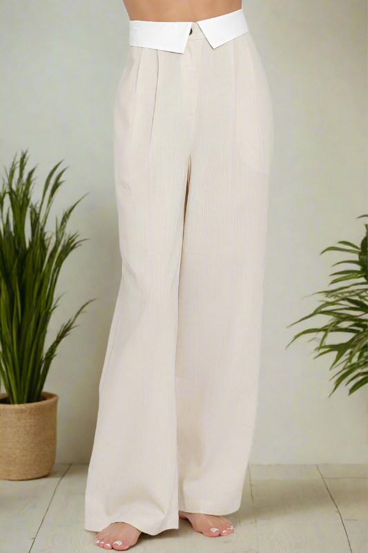 Contrast Waistband Pants