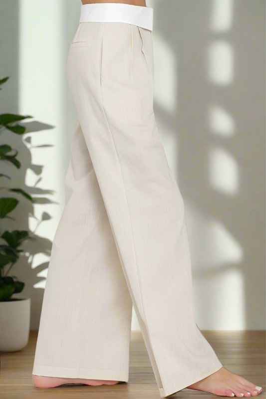 Contrast Waistband Pants