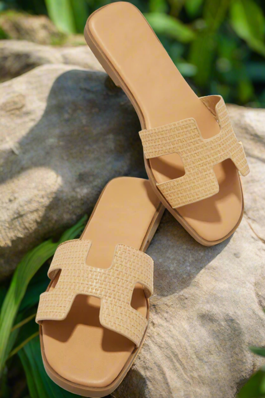 Mia Slip On Raffia Sandals