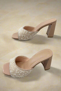 Pearl Toe Band Chunky Heels