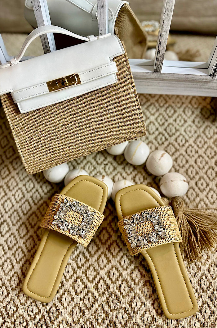 Elba Raffia Slip On Sandals