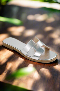 Metallic Silver Lissa Slip On Sandals