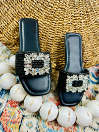 Elba Raffia Slip On Sandals