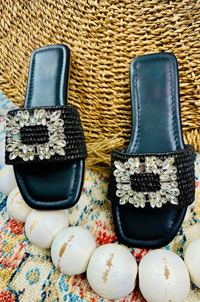 Elba Raffia Slip On Sandals