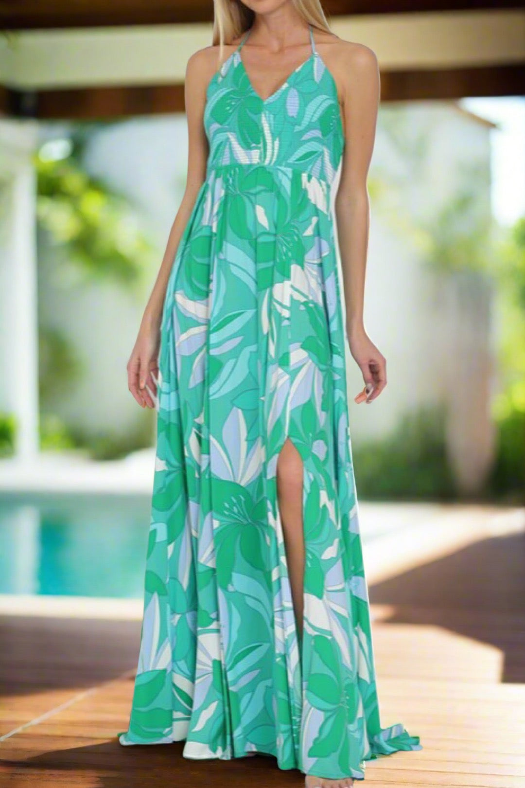 Vacay Awaist Cut Out Maxi Dress,