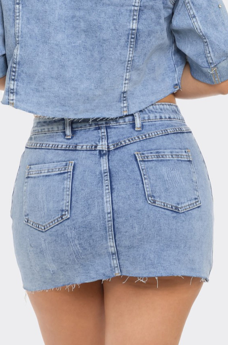 Rockstar Mini Denim Skirt