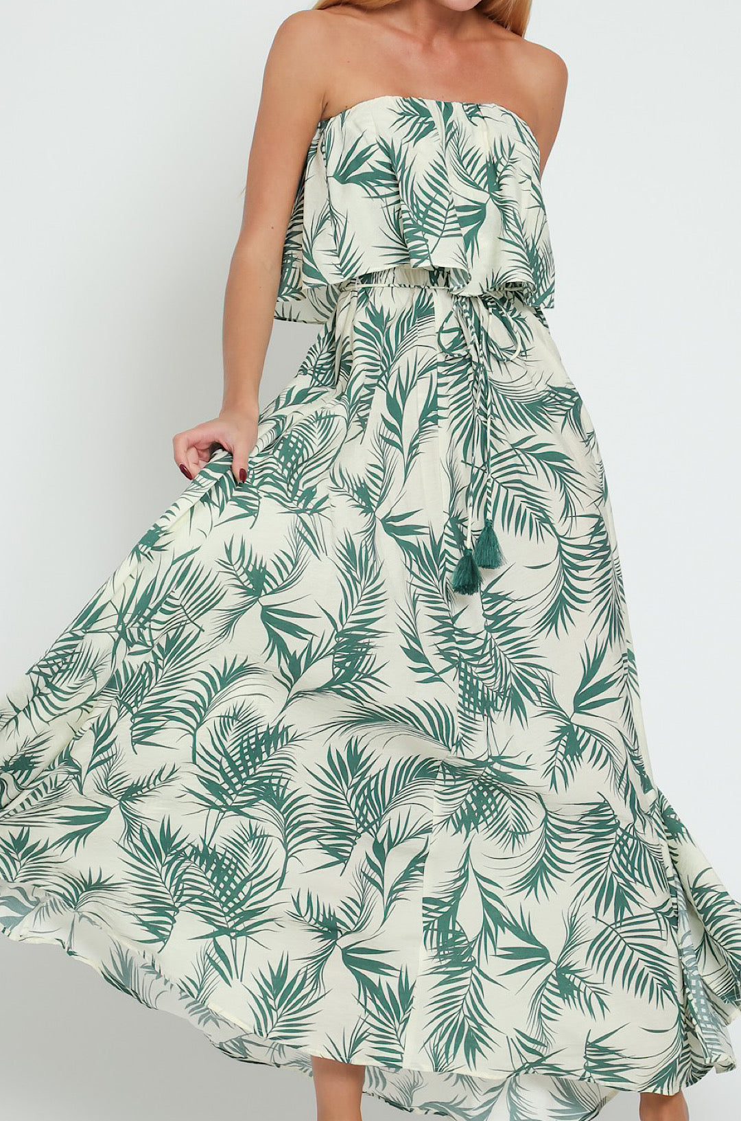 Tahiti Palm Print Maxi Dress