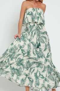 Tahiti Palm Print Maxi Dress