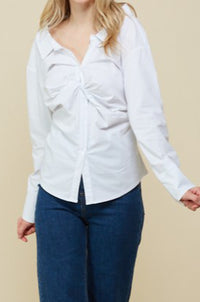 Front Twist Collar Blouse