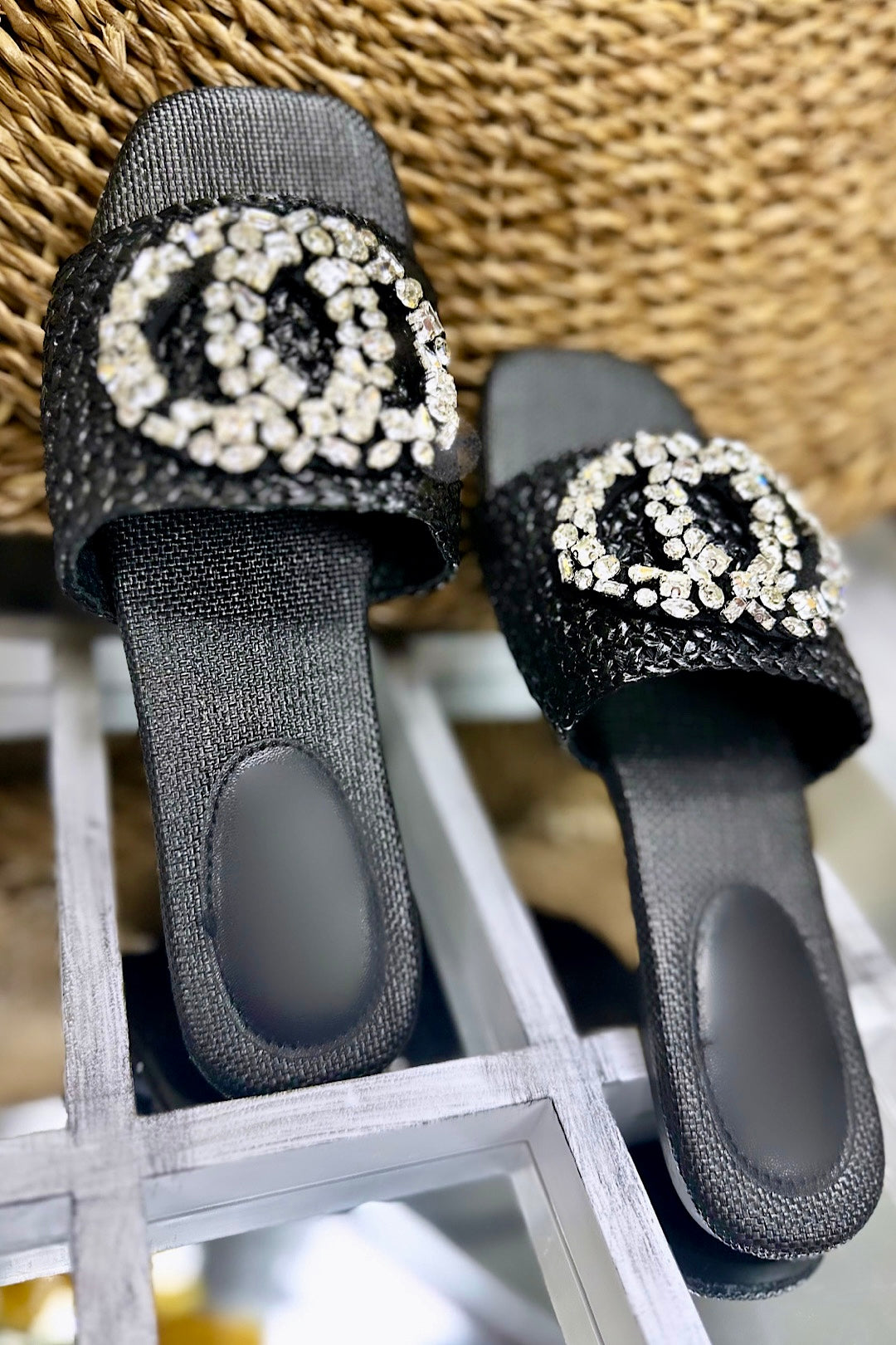 Issa Raffia Slip On Sandals