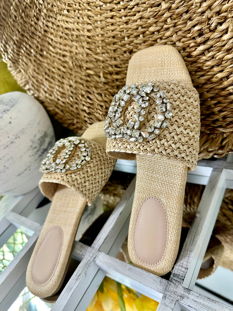 Issa Raffia Slip On Sandals