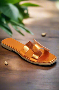 Metallic Orange Lissa Slip On Sandals