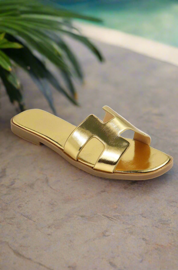 Metallic Gold Lissa Slip On Sandals