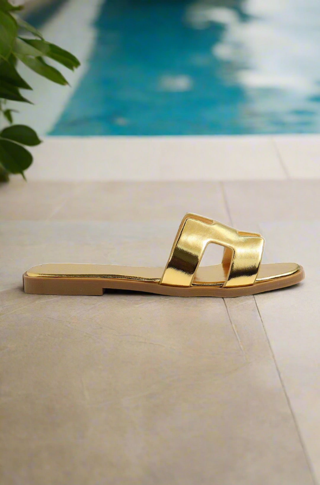 Metallic Gold Lissa Slip On Sandals