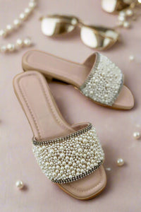 Pearls Slide On Sandals