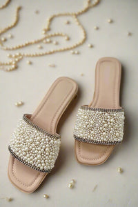 Pearls Slide On Sandals