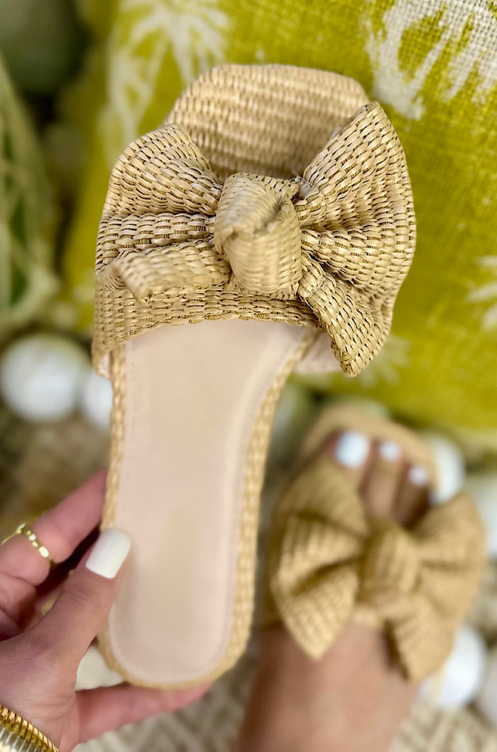 Raffia Bowtie Sandals