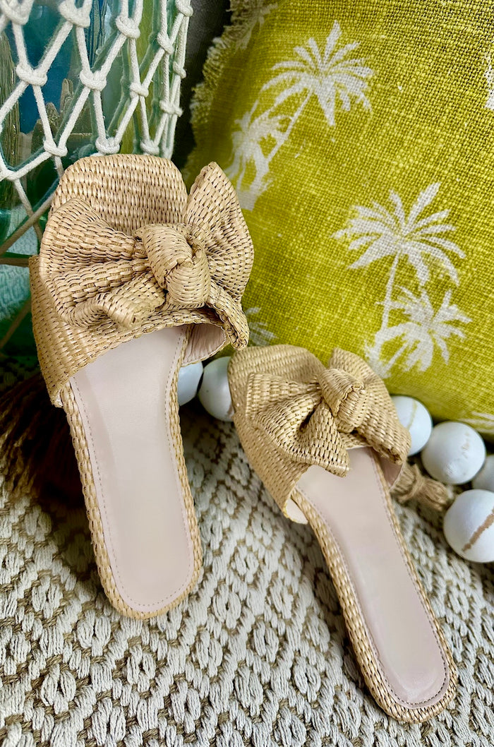 Raffia Bowtie Sandals