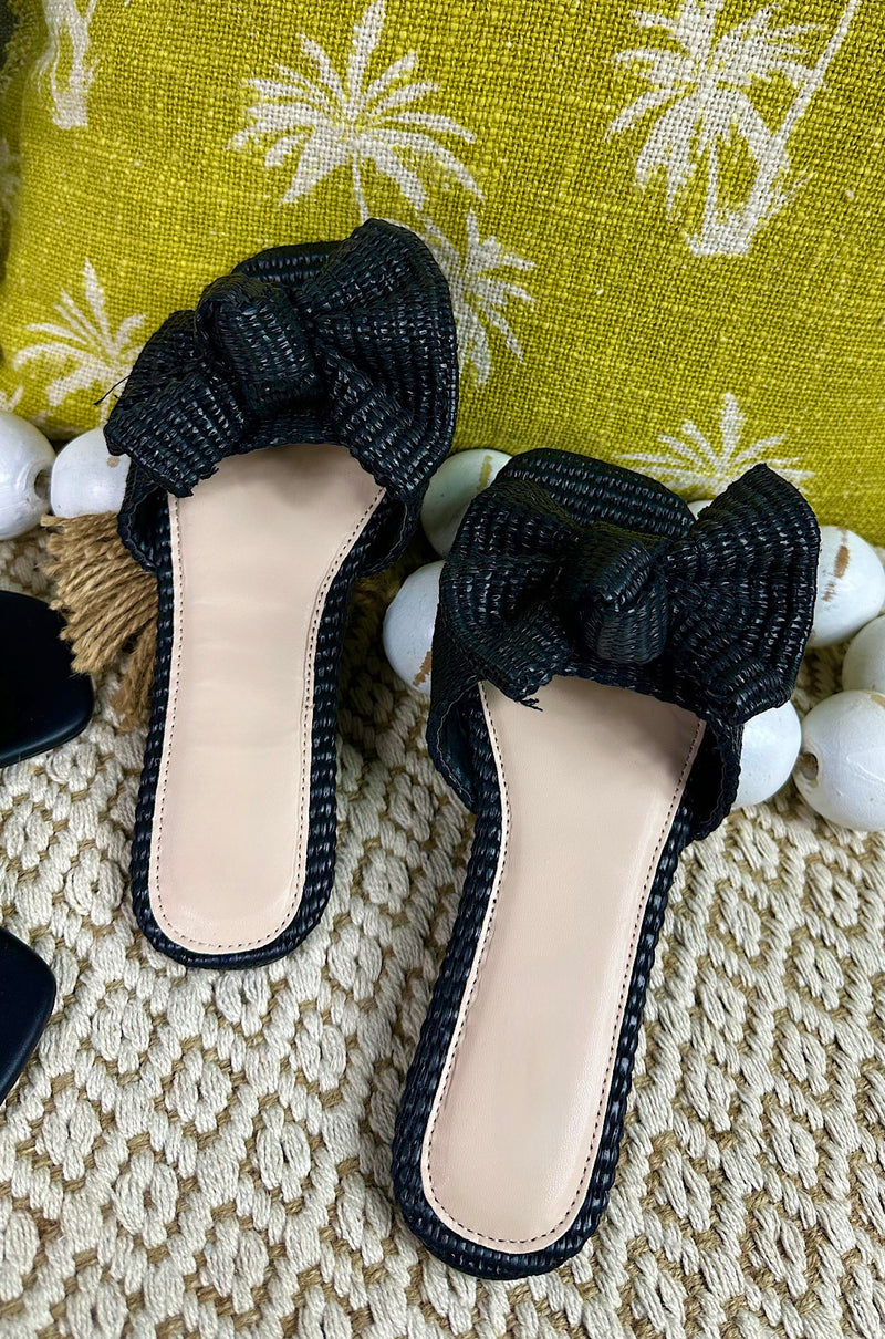 Raffia Bowtie Sandals