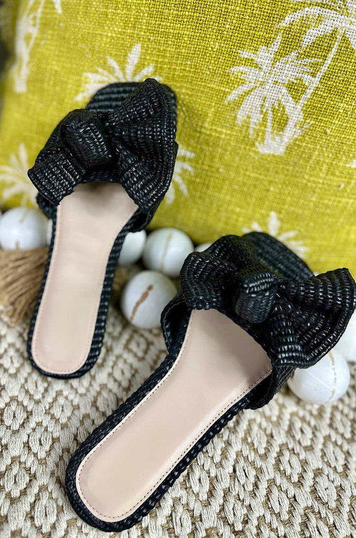 Raffia Bowtie Sandals