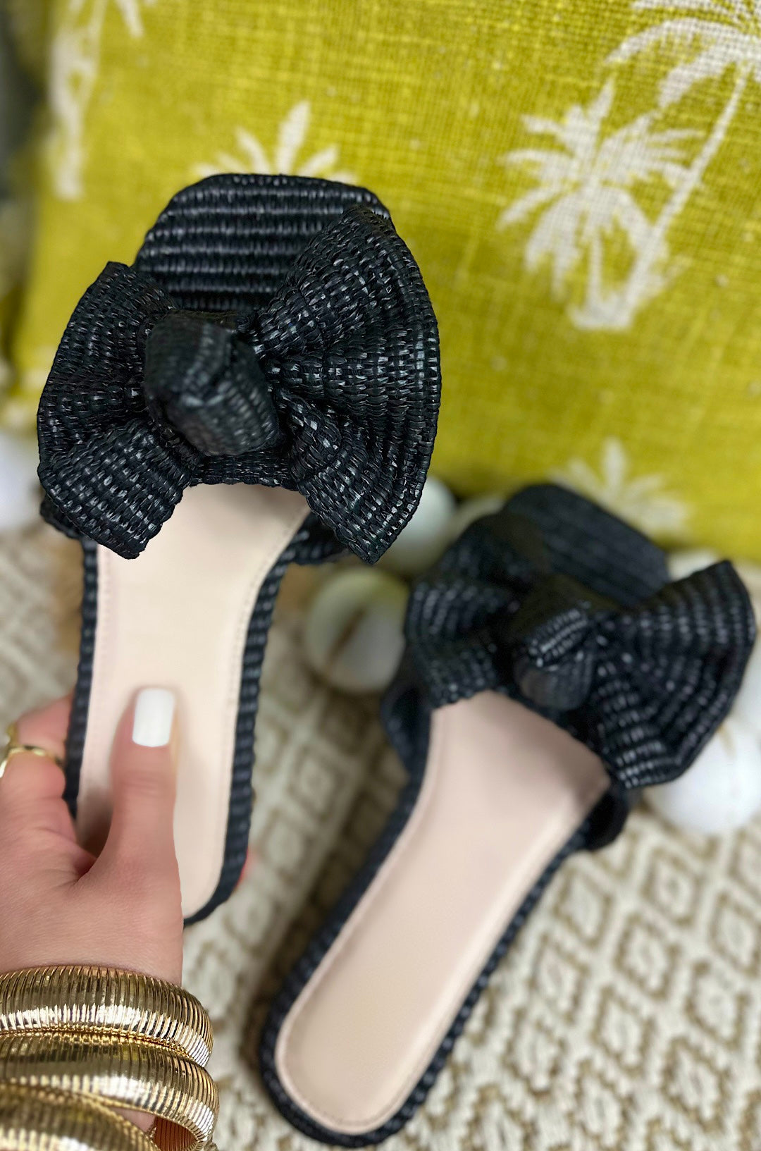 Raffia Bowtie Sandals