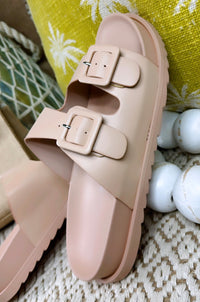 Double Buckle Slip On Sandals